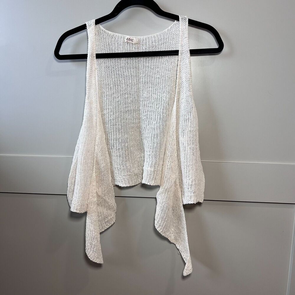 Reac Ivory 100% Hemp Lightweight Knit Cardigan Open Sleeveless‎ Waterfall OSFM
